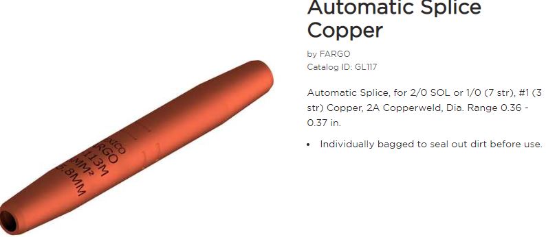 Cu Splice #2/0sol #2A CW